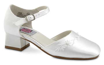 Judy White Satin Embroidered Pearl Pump saugusshoes.com