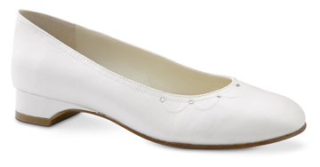 Anjolie White Silk/Satin Flat w/ Crystals saugusshoes.com