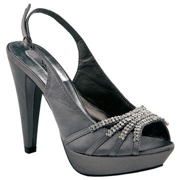 pewter block heel evening shoes