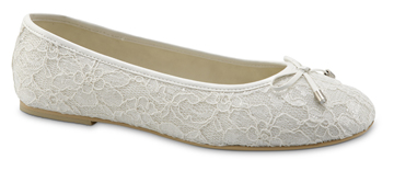 Glamour Ballet Lt. Ivory Lace Ballet w/ Crystal Tip Bow saugusshoes.com